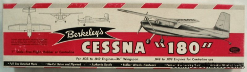 Berkeley 1/12 Cessna 180 Flying Model Airplane Kit, 4-7 plastic model kit